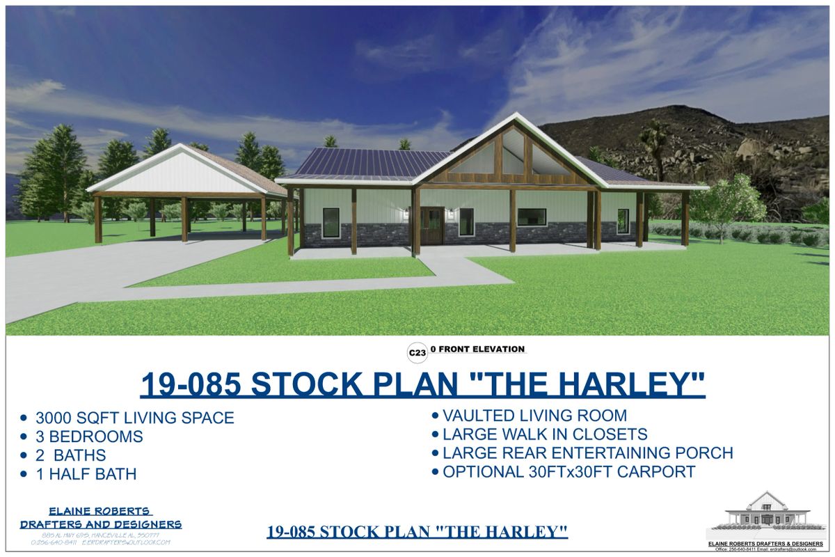 Barndominium/Pole Barn Home Plan 19085